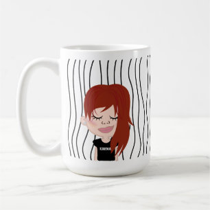 Cute Smirking Woman Striped Mug. Choose Your Look! Coffee Mug