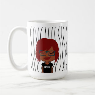 Cute Smirking Woman Striped Mug. Choose Your Look! Coffee Mug