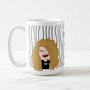 Cute Smirking Woman Striped Mug. Choose Your Look Coffee Mug
