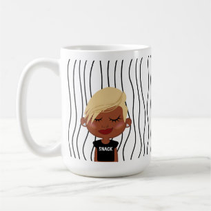 Cute Smirking Woman Striped Mug. Choose Your Look! Coffee Mug