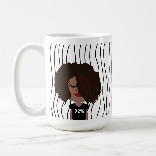 Cute Smirking Woman Striped Mug. Choose Your Look! Coffee Mug (Left)