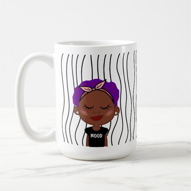 Cute Smirking Woman Striped Mug. Choose Your Look! Coffee Mug (Left)
