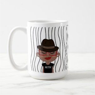 Cute Smirking Woman Striped Mug. Choose Your Look! Coffee Mug