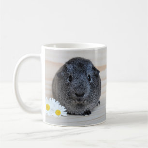 Cute Smooth, Silver Agouti Guinea Pig and Daisies  Coffee Mug