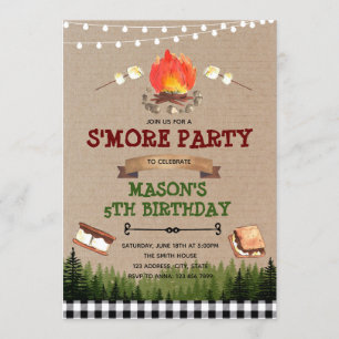 Cute s'more bonfire party invitation