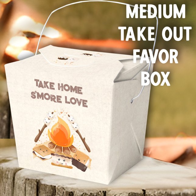 Cute S'more Campfire Camping Medium Take Out  Favour Box (S'more Medium Take Out Favor Boxes - You can choose from 3 sizes by clicking on the STYLE dropbox.)
