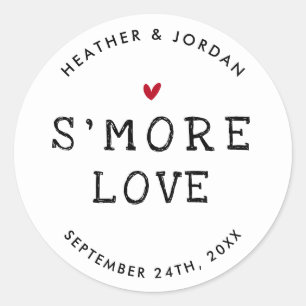 Cute S'more Love Wedding S'mores Favour Classic Round Sticker