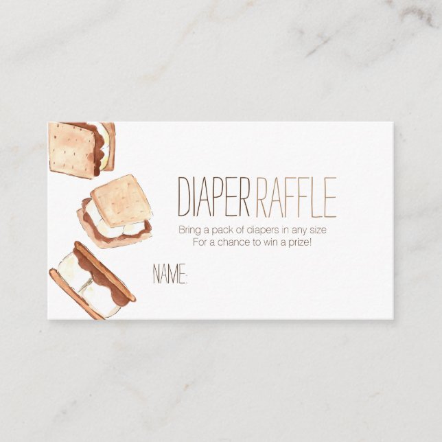 Cute smores camping baby shower diaper raffle card (Front)
