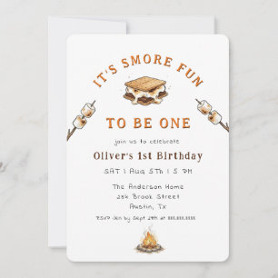 Cute Smores Campingl 1st Birthday  Invitation