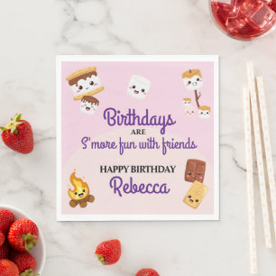 Cute S'mores Campout Birthday Party Napkin