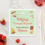 Cute S'mores Campout Birthday Party  Napkin<br><div class="desc">Cute S'mores campout birthday sleepover party napkins. Easily customise the text yourself when ordering.</div>