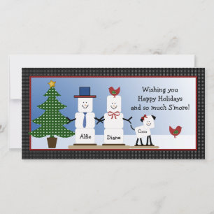 Cute S'mores Couple with Dog Christmas Card