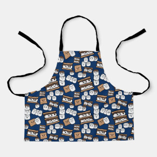 Cute Smores Marshmallow Illustration Apron