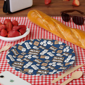 Cute Smores Marshmallow Illustration Paper Plate