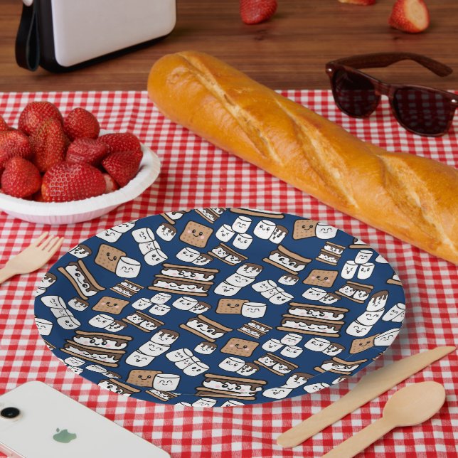 Cute Smores Marshmallow Illustration Paper Plate (Picnic)