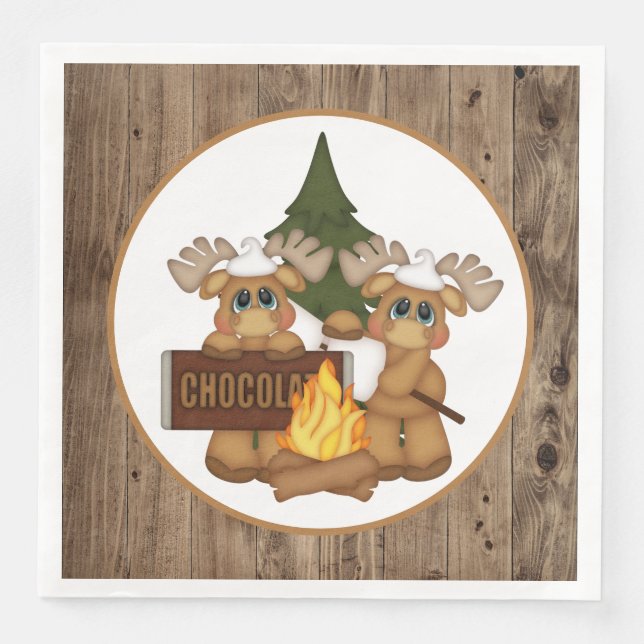 Cute smores party moose napkin (Front)