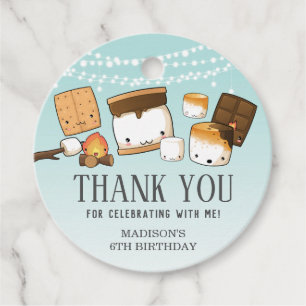 Cute S'mores Smore Birthday Party Blue Thank You Favour Tags