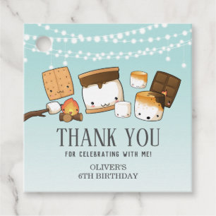 Cute S'mores Smore Birthday Party Thank You Blue Favour Tags