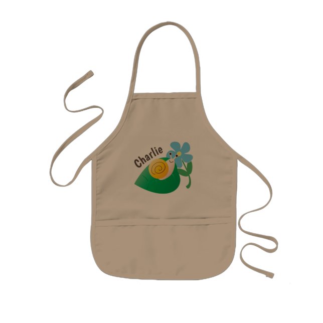 Cute Snail and Flower Personalised Gardening Kids Apron (Front)