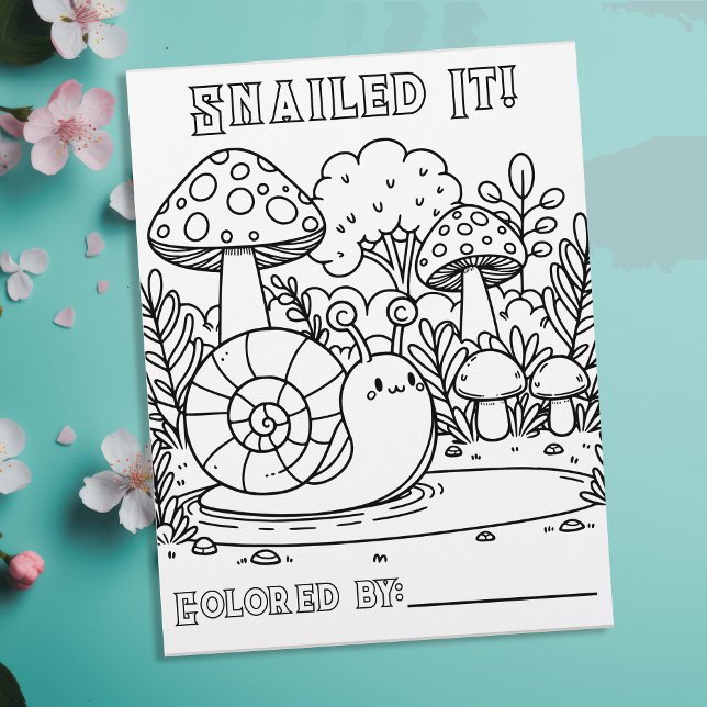 Cute Snail and Mushrooms | Colour Me Page (Creator Uploaded)