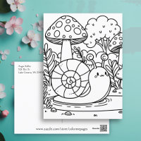 Cute Snail and Mushrooms | Colour Me