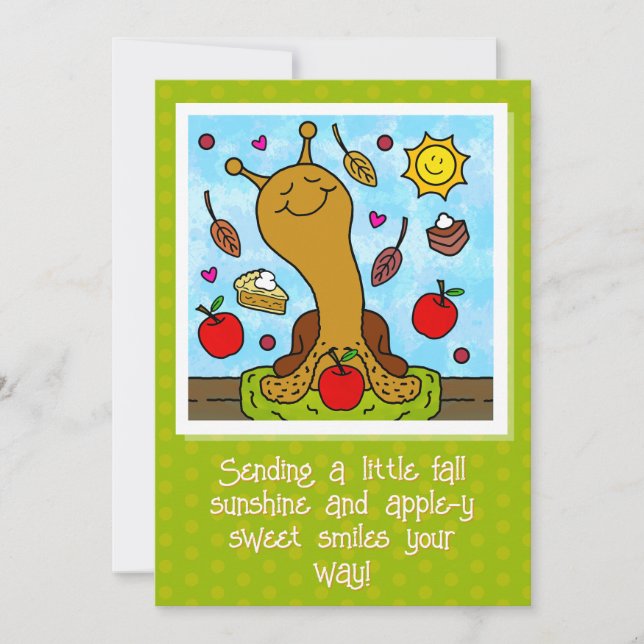 Cute Snail Apple-y Sweet Smiles Fall Card (Front)