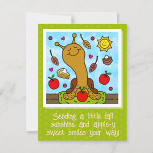 Cute Snail Apple-y Sweet Smiles Fall Postcard