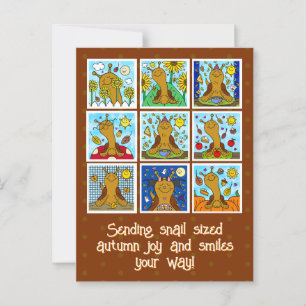 Cute Snail Autumn Joy And Smiles Fall Postcard