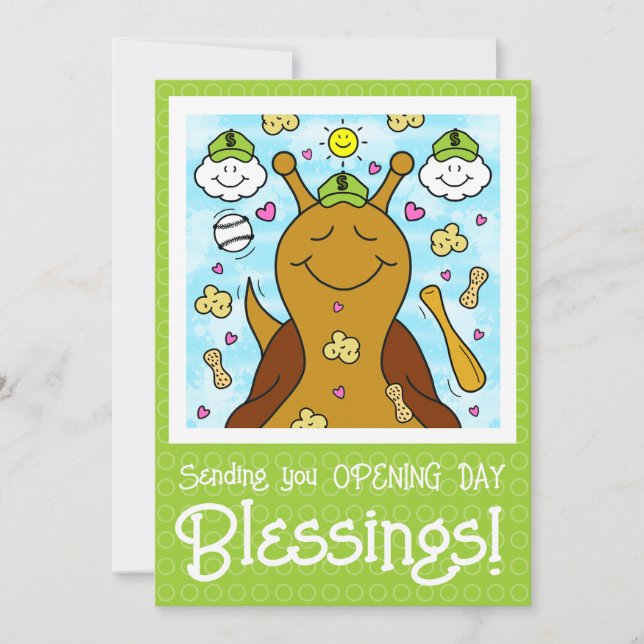 Cute Snail Baseball Blessings | Greeting Card (Front)