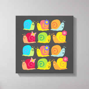 Cute snail children's design canvas print