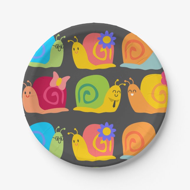 Cute snail children's design paper plate (Front)