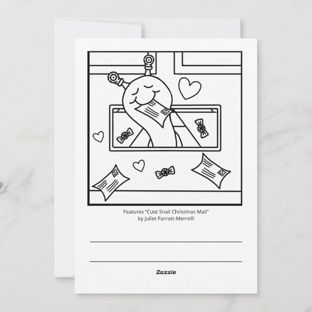 Cute Snail Christmas Mail Colouring  Holiday Card (Back)