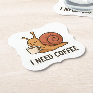 Cute Snail Coffee Sticker  Paper Coaster