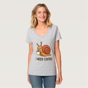 Cute Snail Coffee Sticker T-Shirt