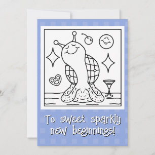 Cute Snail Disco Ball Happy New Year Colouring  Holiday Card