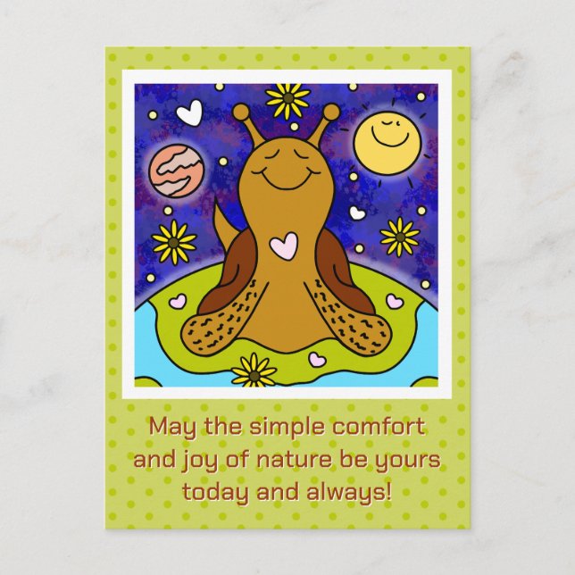 Cute Snail Enjoys Earth Day |  Holiday Postcard (Front)