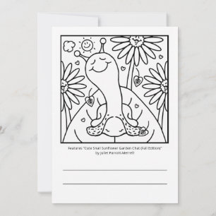 Cute Snail Fall Sunflower Garden Coloring Card