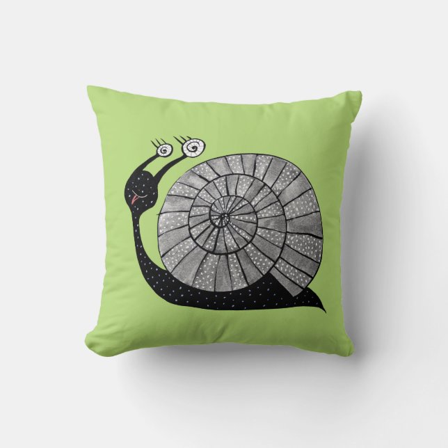 Cute Snail Green Kids Cushion (Front)