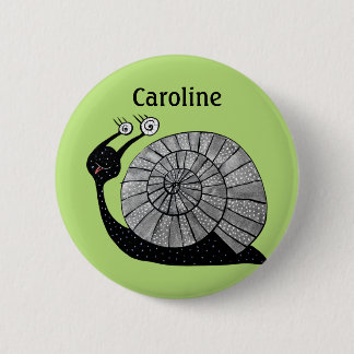 Cute Snail Green Kids Name 6 Cm Round Badge