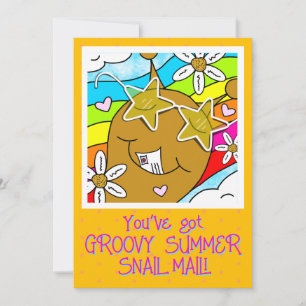 Cute Snail Groovy Summer Mail Hello Greeting Card