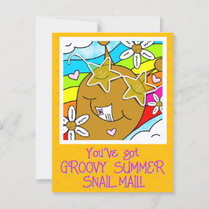 Cute Snail Groovy Summer Mail Hello Postcard