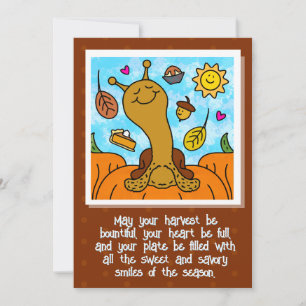 Cute Snail Happy Thanksgiving  Holiday Card