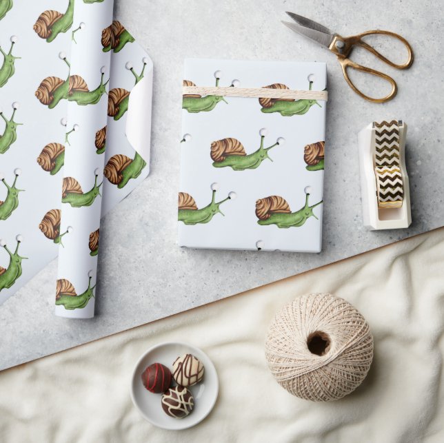Cute Snail Illustration Pattern  Wrapping Paper (Crafts)