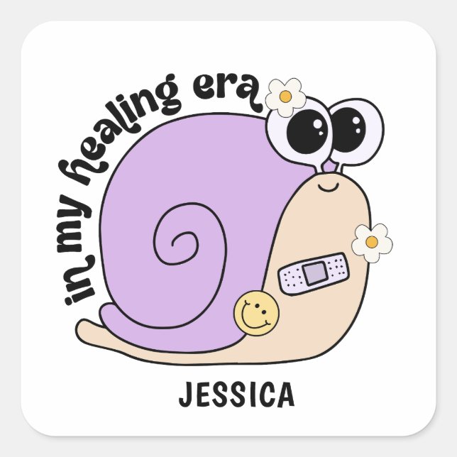 Cute Snail | In My Healing Era Square Sticker (Front)