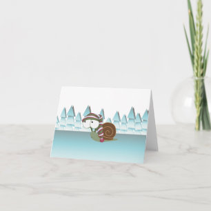 Cute Snail in Sleeping Cap Holiday Card