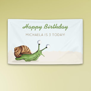 Cute Snail Kids Birthday Banner