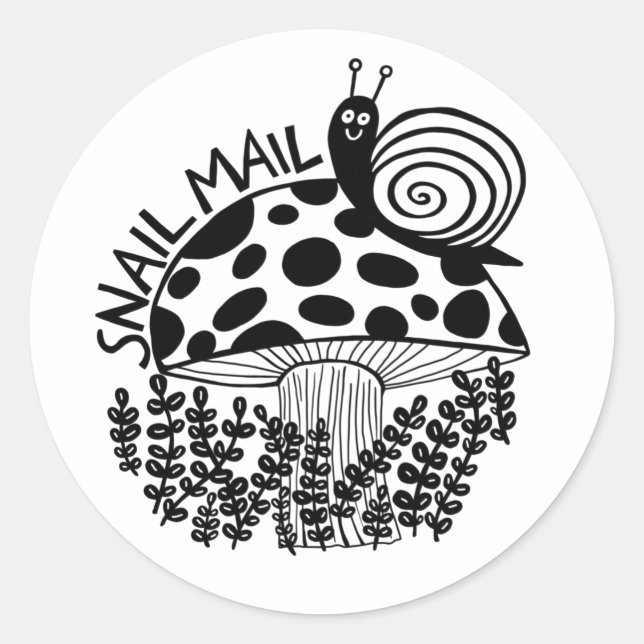 Cute SNAIL MAIL Mushroom CUSTOMIZE IT Classic Round Sticker (Front)