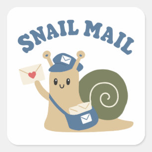 Cute Snail Mail Postman Square Sticker