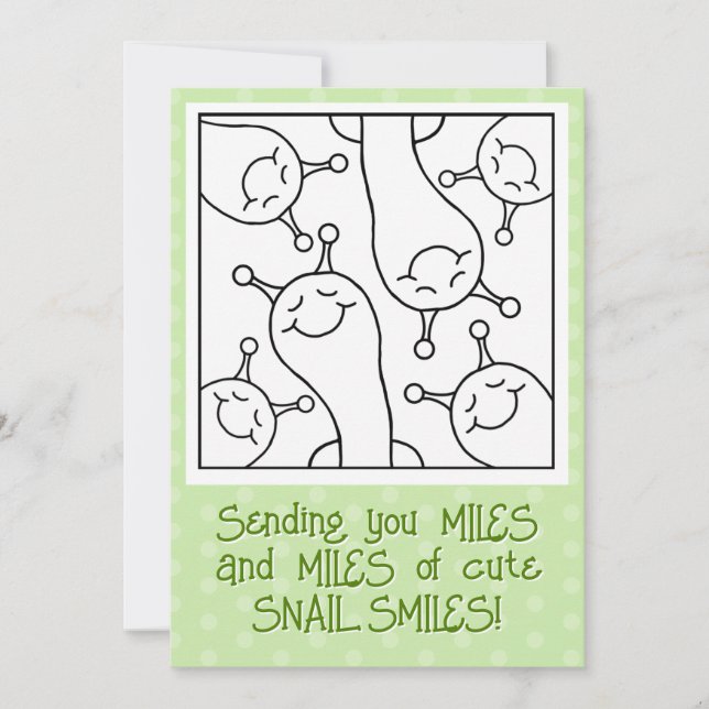 Cute Snail Miles Of Smiles Friendship Colouring Card (Front)
