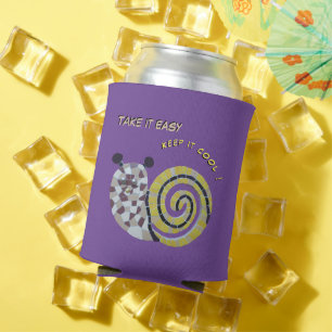 Cute Snail Mosaic Cust. Take it Easy Can Cooler